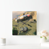 ロズウェルUFOクラッシュ スクエア壁時計 (ホーム)