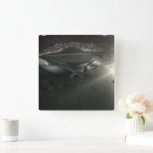 ロズウェルUFOハンガー スクエア壁時計 (ホーム)