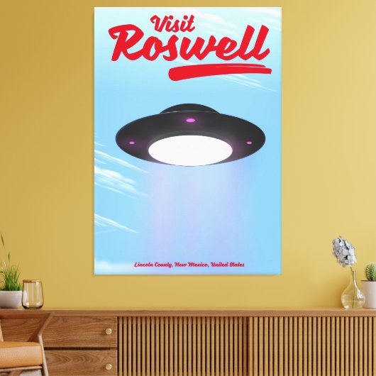 ロズウェルUFOヴィンテージのポスターカラーを参照 キャンバスプリント (インサイチュ (リビング))