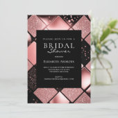 ロセゴルドブラックパターンブライダルシャワー 招待状 (スタンド正面)