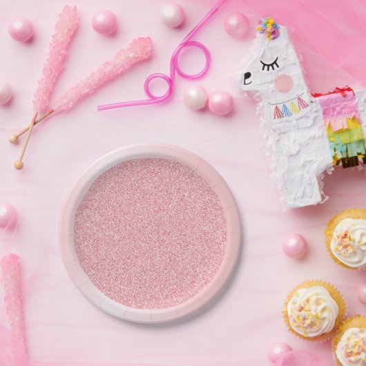 ロセゴールドグリッターモダンピンクテンプレートトレンディー空白の ペーパープレート (パーティー)