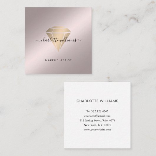 ロセモダンゴドミニマル金ゴールドジアマンサロン スクエア名刺 (正面/裏面)