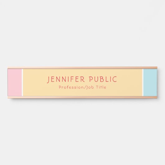 ロセモダンゴルドピンクイエローブルーテンプレートエレガント サインプレート (正面)