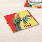 ロセラパロットウォーターパパ父名 スクエアペーパーコースター (アングル)