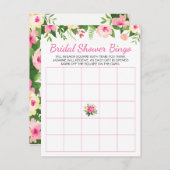 ロセラピンクフラワーズブライダルシャワービンゴカード インビテーションポストカード (正面/裏面)