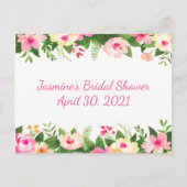 ロセラピンクフラワーズブライダルシャワービンゴカード インビテーションポストカード (裏面)