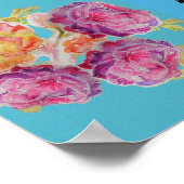 ロセルラバードウォーター色オウム水色バラポスター ポスター (角)