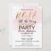 ロゼでお祝い バースデーパーティー ピンク&ゴールド 招待状 (正面)