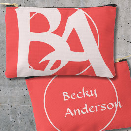 ロゼとレッドの特大イニシャル アクセサリーポーチ