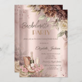 ロゼのワイングラス ブーツ ブライズパーティー 招待状 (正面/裏面)