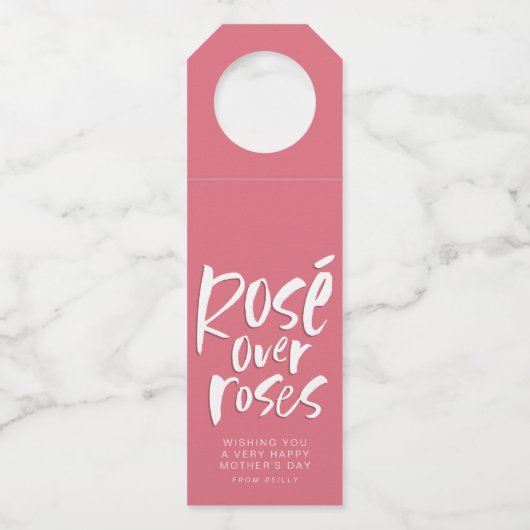 ロゼははっきりしたおもしろいモダンバラの母の日 ボトルネックタグ (正面)