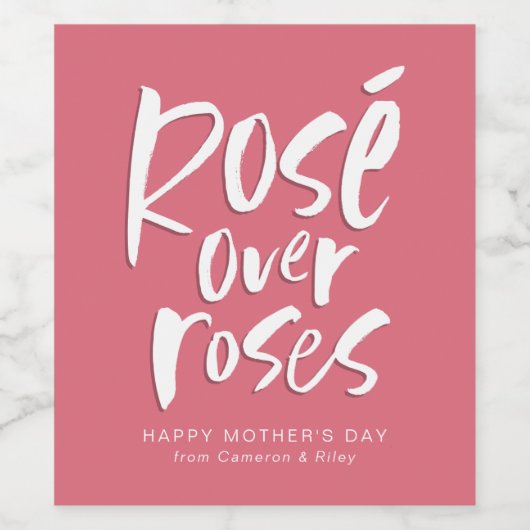 ロゼははっきりしたおもしろいモダンバラの母の日 ワインラベル (シングルラベル)