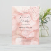 ロゼエレガントピンクブランチバブリーブライダルシャワー 招待状 (スタンド正面)
