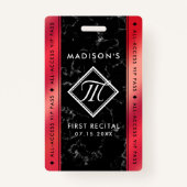 ロゼエレガントレッドフォイルブラックマーブルVIPイベント バッジ (裏面)