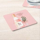 ロゼオーバーロゼ バレンタインデーパーティー ピンク スクエアペーパーコースター (アングル)