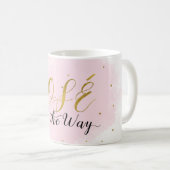 ロゼオールウェイピンク&金ゴールドワイングラモダンム コーヒーマグカップ (正面右)