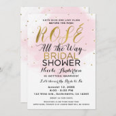 ロゼオールウェイブライダルシャワーワインピンク&金ゴールド 招待状 (正面/裏面)