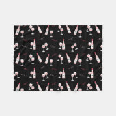 ロゼオールデイワインボトル&グラスモノグラムブラック フリースブランケット (正面(横))