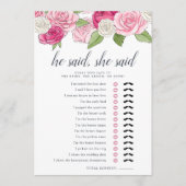 ロゼガーデンダブルブライダルシャワーゲームカード 招待状 (正面)