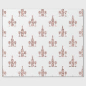 ロゼゴールドとゴールドグリッター ワインをテーマに ラッピングペーパー (フラット)