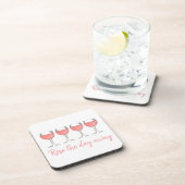 ロゼザデイピンク遠くにローズガラスワイン恋人 コースター (右側)