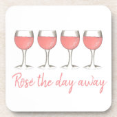 ロゼザデイピンク遠くにローズガラスワイン恋人 コースター (正面)