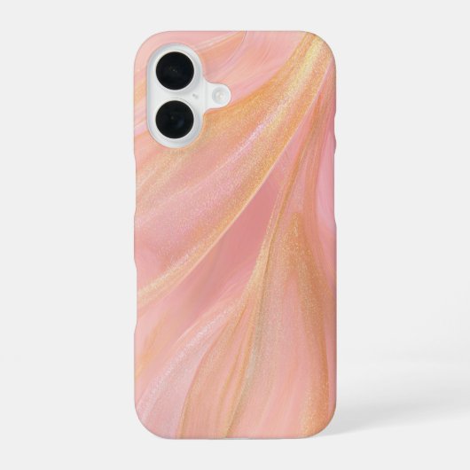 ロゼシルク - 高級なピンクとゴールドの大理石模様 iPhone 16ケース (裏面)