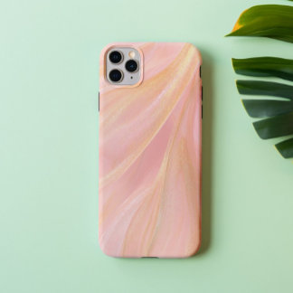 ロゼシルク - 高級なピンクとゴールドの大理石模様 iPhone 16ケース