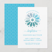 ロゼットブルーバプテスマ招待状 招待状 (正面/裏面)