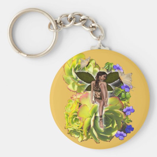 ロゼット多肉食の訪問者 キーホルダー (正面)