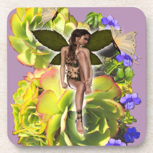 ロゼット多肉食の訪問者 コースター (正面)