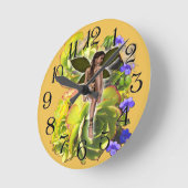 ロゼット多肉食の訪問者 ラウンド壁時計 (傾斜)