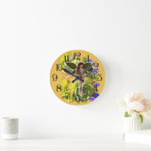 ロゼット多肉食の訪問者 ラウンド壁時計 (ホーム)