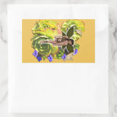 ロゼット多肉食の訪問者 長方形シール (バッグ)