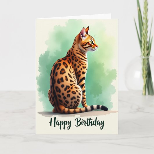 ロゼット柄の猫の誕生日カード カード (正面)