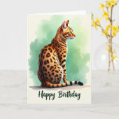 ロゼット柄の猫の誕生日カード カード (黄色い花)