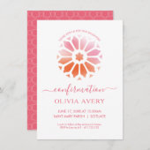 ロゼット、ピンクの確認招待状 招待状 (正面/裏面)