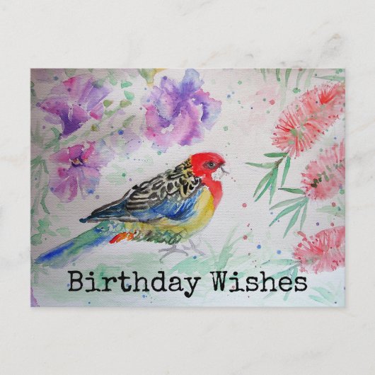 ロゼラインコのブラシノコギリク生日ハガキ ポストカード (正面)