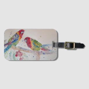 ロゼラインコ 水彩画 アート 荷物タグ ラゲッジタグ