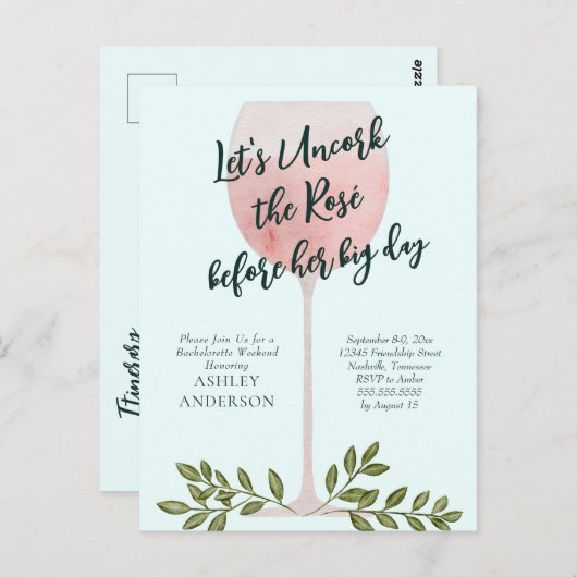 ロゼワインウォーターの色バチェロレッテ ポストカード (正面/裏面)