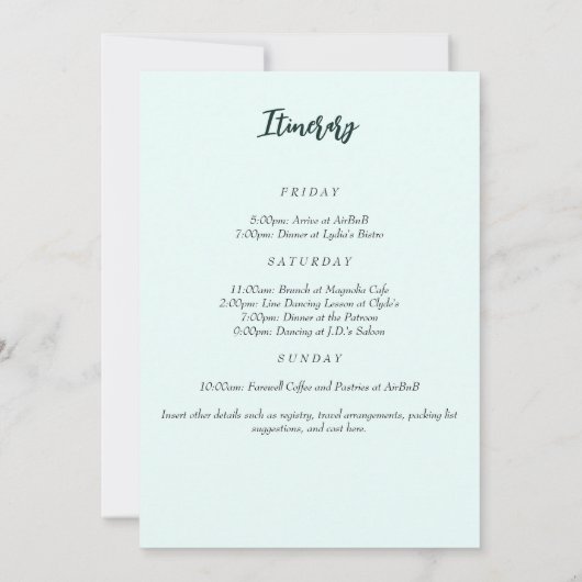 ロゼワインウォーターの色バチェロレッテ 招待状 (裏面)