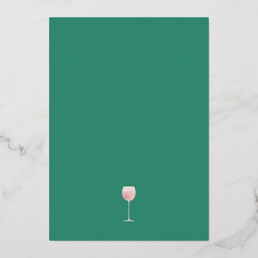 ロゼワイングラスワイナリーアダルトバースデーパーティー 箔招待状 (裏面)