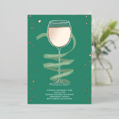 ロゼワイングラスワイナリーアダルトバースデーパーティー 箔招待状 (立ち正面)