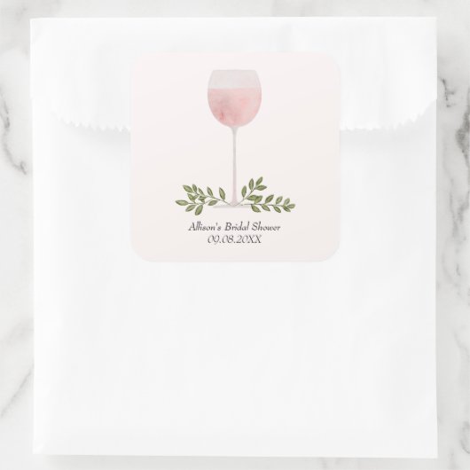 ロゼワイングラス応援結婚ズまたはシャワー特典 スクエアシール (バッグ)