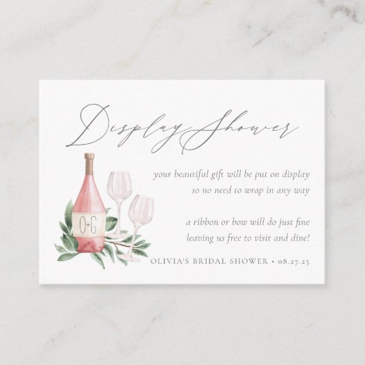 ロゼワインブライダルシャワーギフトディスプレイカード エンクロージャーカード (正面)