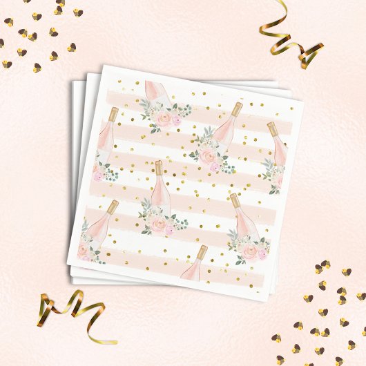 ロゼワインブライダルシャワーナプキンス スタンダードカクテルナプキン