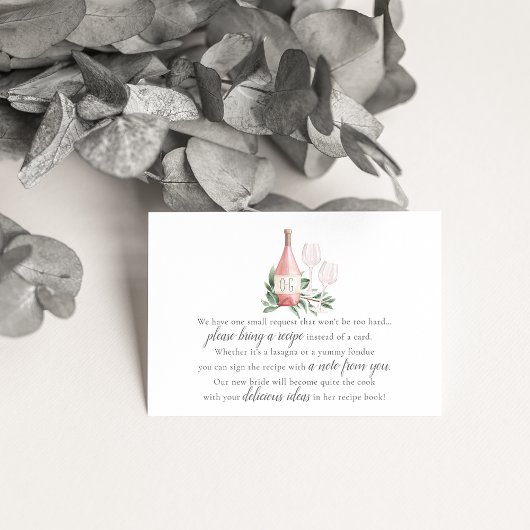 ロゼワインブライダルシャワーレシピリクエストエンクロージャ エンクロージャーカード