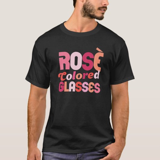 ロゼ色の眼鏡おもしろい:かわいい Tシャツ (正面)