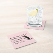 ロゼ色の眼鏡を通してワインパン猫 スクエアペーパーコースター (インサイチュ)