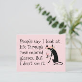 ロゼ色の眼鏡を通してワインパン猫 ポストカード (スタンド正面)
